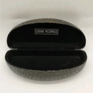 Corinne McCormack Sunglass/Eyeglass Case Faux Snakeskin Grn Brn 6.5" x 3.1/4"